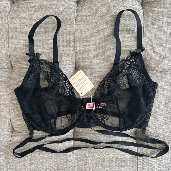NWT Agent Provocateur Sandra Set Black Bra 36DD and‎ Panties Size 4 (8-10 L) - Picture 6 of 12
